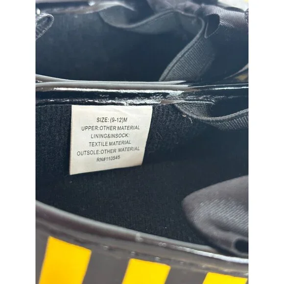 Linmark Baby Shoes Bee Striped Bow 9-12M Yellow and Black Soft Halloween Costume - Picture 4 of 6